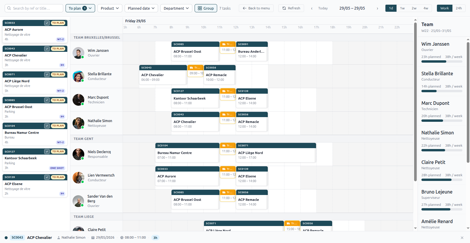 Vue globale du planning CleanPerform